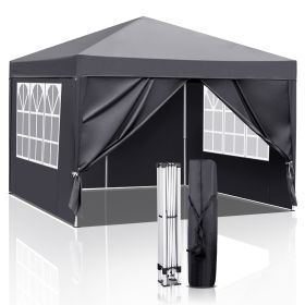 10x10ft Dark Grey 4 Sides-2 Doors, 2 Windows, Folding Shed, Oxford Cloth, Sprayed Iron Pipe, Portable