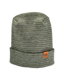 Modern Theta Stitch Contrast Cuffed Beanie (Patent Pending Design)-Gray/Green, Made in USA