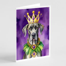 Great Dane King of Mardi Gras Greeting Cards Pack of 8 Blank Cards with Envelopes Whimsical A7 Size 5x7 Blank Note Cards