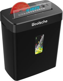 Woolsche Paper Shredder - 10-Sheet Cross Cut with 3.43-Gallon Basket - P-4 Security Level - 3-Mode Design - Shreds CD and Credit Card - Durable,