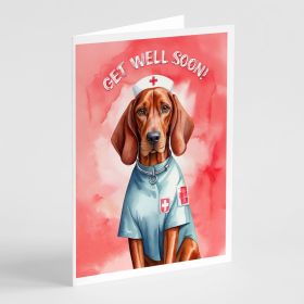 Redbone Coonhound Get Well Soon Greeting Cards Pack of 8 Blank Cards with Envelopes Whimsical A7 Size 5x7 Blank Note Cards