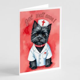 Black Cairn Terrier Get Well Soon Greeting Cards Pack of 8 Blank Cards with Envelopes Whimsical A7 Size 5x7 Blank Note Cards