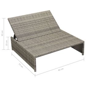 vidaXL Patio Lounge Set 15 Pieces Poly Rattan Gray (Option: as picture)