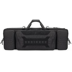 VOTAGOO Double Rifle Case Gun Bag, Safely Long-Barrel Firearm Transportation Cases  Locks, All-Weather Soft Tactical Range Bag Ackpack For Shotgu (Option: Black-42inches)