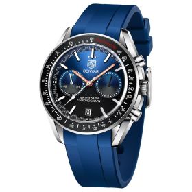 Multifunctional Chronographe Fashion Waterproof Luminous Quartz Watch For Men (Color: Blue Surface Tape)