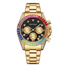 Fashion Steel Band Watch For Men And Women (Color: Gold with colored shell)