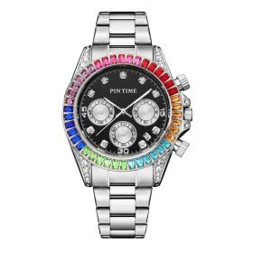 Fashion Steel Band Watch For Men And Women (Color: Silver with colored shell)