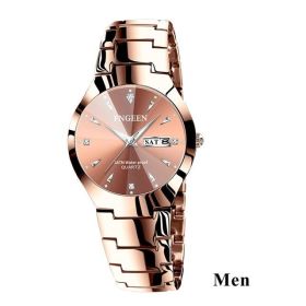 Relogio Feminino FNGEEN Couple Watch Men Quartz watch for Lovers Luxury Womens wristwatch Christmas Stainless Steel Waterproof (Color: Men Coffee Gold)