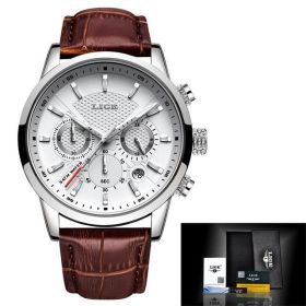 LIGE Men Watch Luxury Leather Waterproof Sport Quartz Wristwatch Chronograph Military Watch for Men Relogio Masculino Men's Gift (Color: Silver, size: 1)