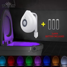 1pc Motion Activated Toilet Night Light; 8 LED Vibrant Color Options; Flexible Sizing For Standard Or Elongated Toilet Bathroom; Outdoor Travel A (Composition: Including Battery)