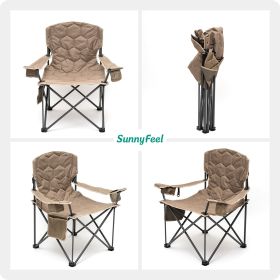 XXL Oversized Camping Chair Heavy Duty 500 LBS for Big Tall People Above 6'4 Padded Portable Folding Sports Lawn Chairs with Armrest Cup Holder & (Color: kachi)