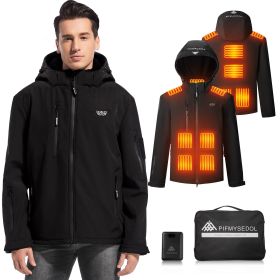 Men's Heated Jacket with Battery Pack, Outdoor Sports Heated Jackets for Men in Black (size: L)