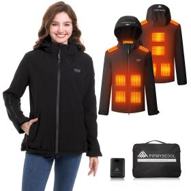 Women's Heated Jacket with Battery Pack, Outdoor Sports Heated Jackets for Women in Black (size: M)